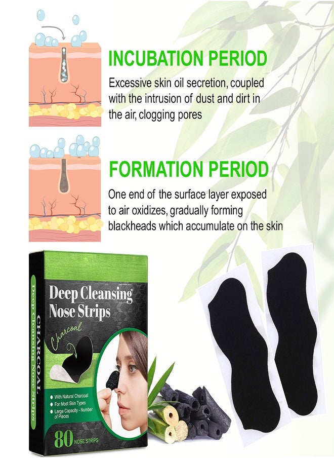 Elaimei - 80 Pcs Remove Blackhead Strip Bamboo Charcoal Clean Blackhead Pore Strip black - Image 1