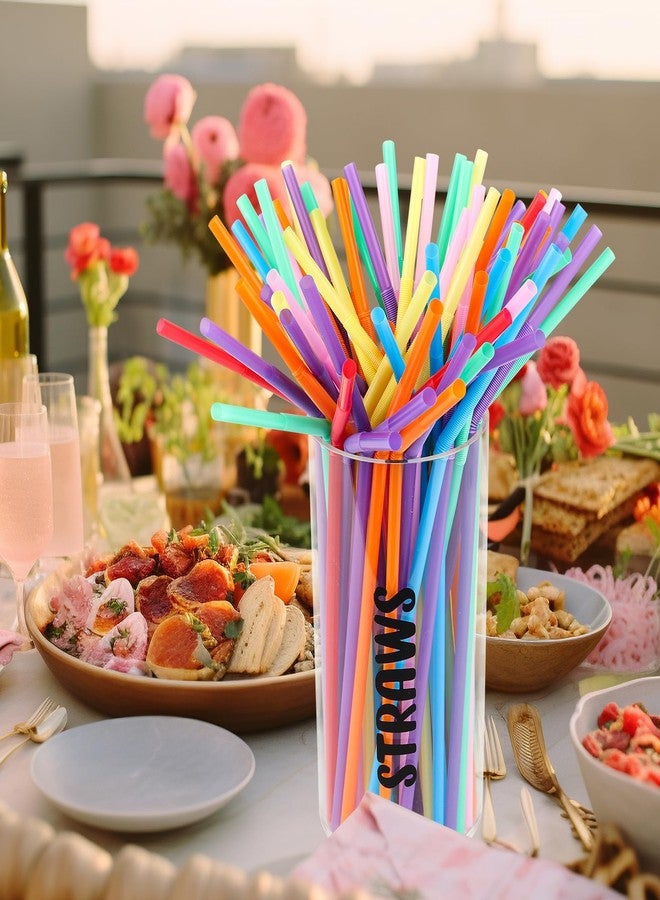 NOKI Acrylic Straw Holder for Counter: Clear Straw Holder Dispenser, Lucite Glass Drinking Straw Dispensers Organizer with Printed Straws. (Container Only) - Image 5