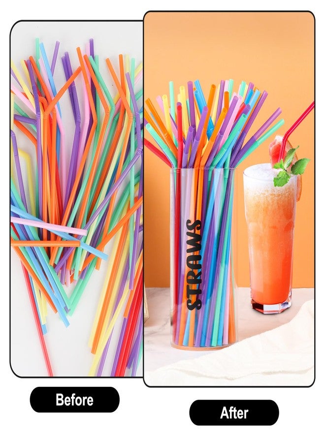 NOKI Acrylic Straw Holder for Counter: Clear Straw Holder Dispenser, Lucite Glass Drinking Straw Dispensers Organizer with Printed Straws. (Container Only) - Image 3