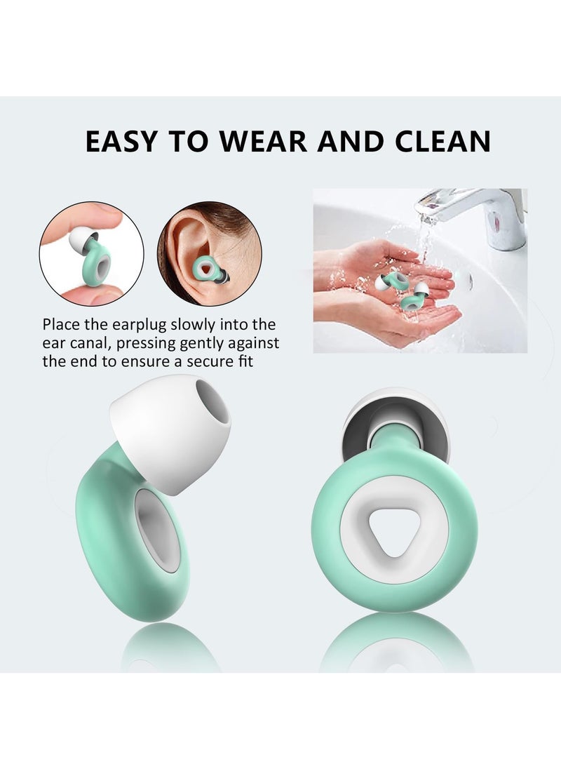 Generic - Ear Plugs Noise Cancelling, Soft Flexible Liquid Silicone, Reusable Hearing Protection for Sleep, Storage Case for Concert, EarPlugs with 6 Ear Tips in S/M/L (Green, One Size) - Image 1