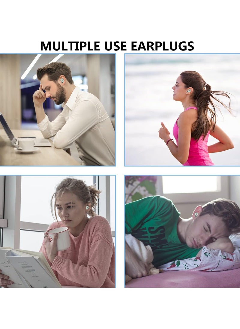 Generic - Ear Plugs Noise Cancelling, Soft Flexible Liquid Silicone, Reusable Hearing Protection for Sleep, Storage Case for Concert, EarPlugs with 6 Ear Tips in S/M/L (Green, One Size) - Image 1