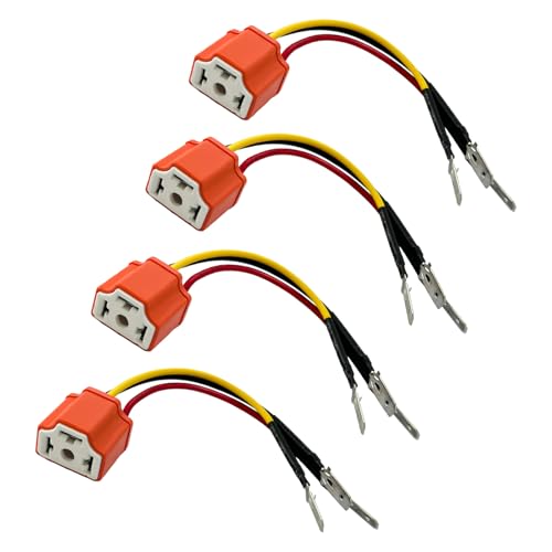 Suvnie 4 PCS H4 HB2 9003 Wiring Harness Headlight Socket, 16AWG Ceramic Headlight Connector, Pigtail Socket Female Plug, Fog Light Retrofit Car Accessories for Truck Boat - Image 1