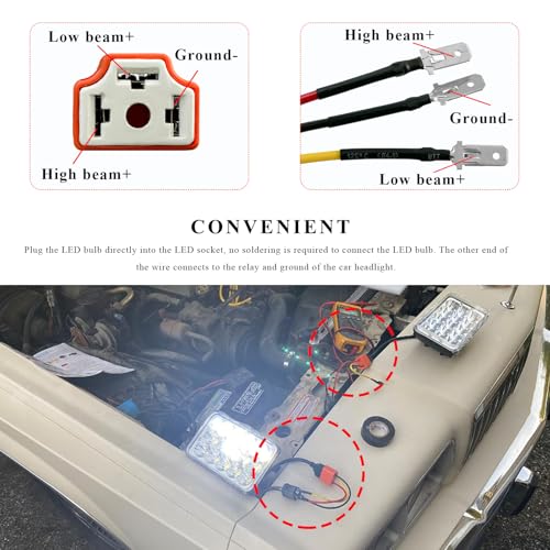Suvnie 4 PCS H4 HB2 9003 Wiring Harness Headlight Socket, 16AWG Ceramic Headlight Connector, Pigtail Socket Female Plug, Fog Light Retrofit Car Accessories for Truck Boat - Image 3