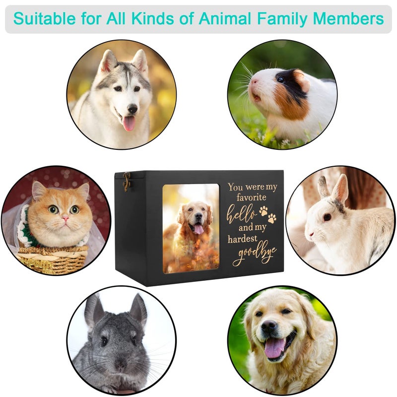DGDCDV Pet Memorial Urns for Dog or Cat Ashes, Large Wooden Funeral Cremation Urns with Photo Frame, Keepsake Memory Box with Black Flannel Lining - Image 4