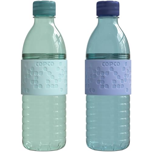 Copco Hydra 169oz Water Bottle Set of 2  NonSlip Sleeve  BPAFree Tritan Plastic  Dishwasher Safe Reusable To Go Bottle  LeakProof SpillProof Portable Water Bottle Light Blue  Purple