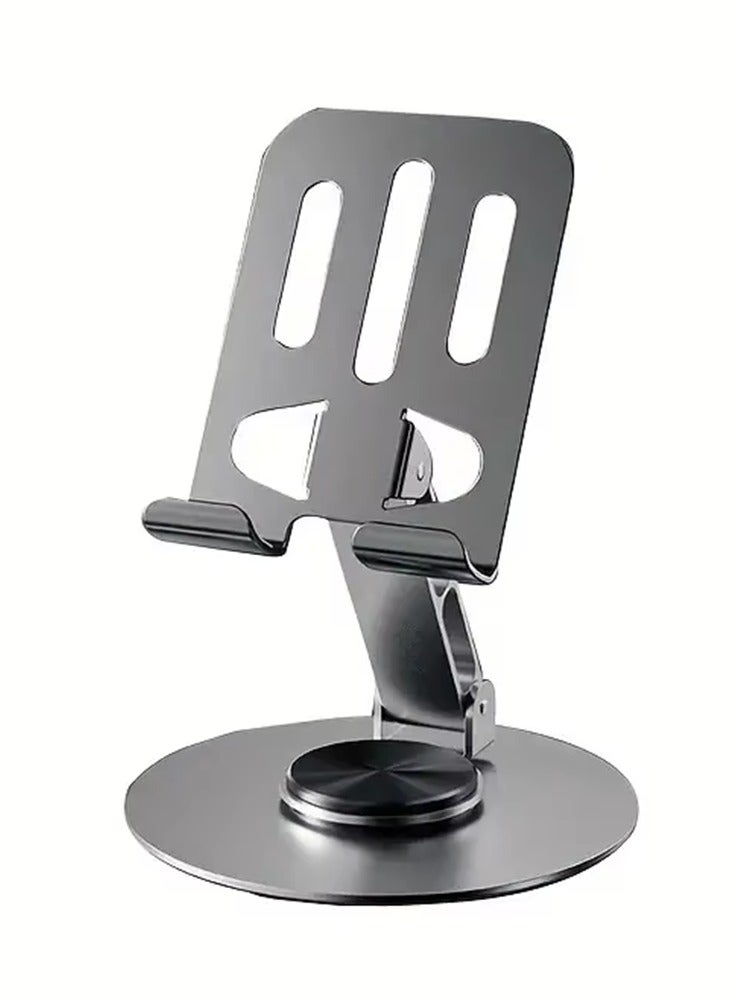 TEXEEM Aluminum Alloy Phone Stand, 360-Degree Rotatable Phone andTablet Holder with Anti-Slip Base, Edge-Free Design for Unobstructed Movie Viewing, Heat Dissipation Feature - Image 1