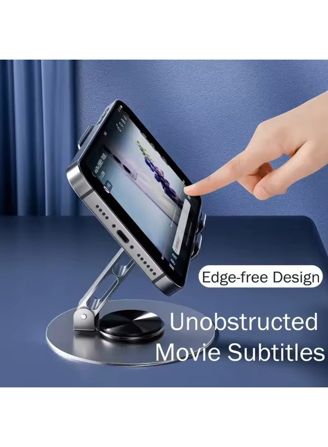 TEXEEM Aluminum Alloy Phone Stand, 360-Degree Rotatable Phone andTablet Holder with Anti-Slip Base, Edge-Free Design for Unobstructed Movie Viewing, Heat Dissipation Feature - Image 3