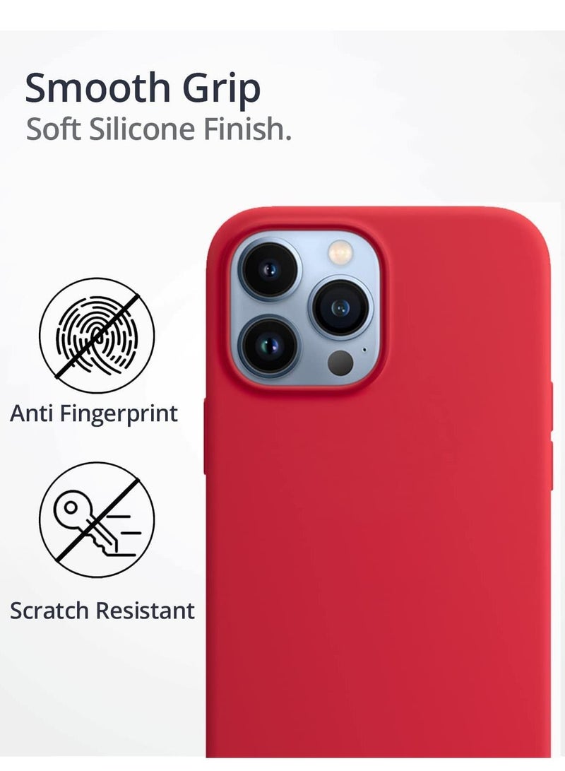 Case for IPhone 14 Pro Max Soft Liquid Silicone Gel Case Full Body Shockproof Rubber Protection Matte Finish Cover Soft Microfiber Lining Cushion Slim Back Case for iPhone 14 Pro Max (Red) - Image 2
