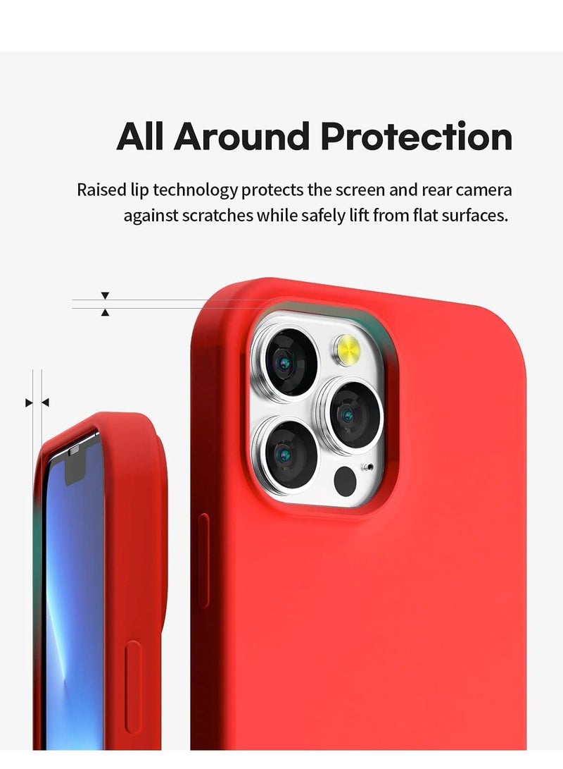 Case for IPhone 14 Pro Max Soft Liquid Silicone Gel Case Full Body Shockproof Rubber Protection Matte Finish Cover Soft Microfiber Lining Cushion Slim Back Case for iPhone 14 Pro Max (Red) - Image 4
