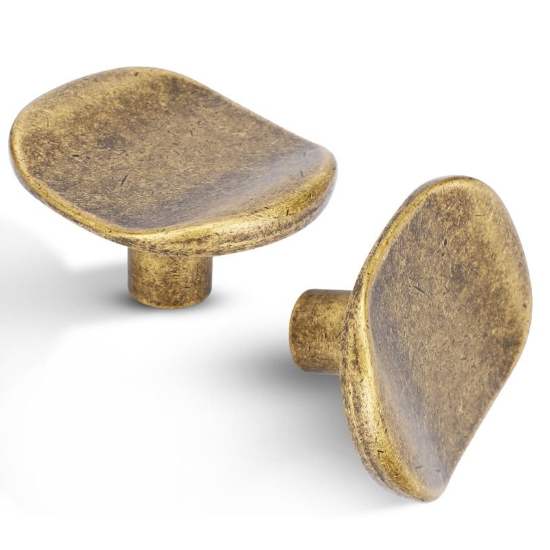 Antique Brass Cabinet Knobs: 6-Pack Solid Zinc Alloy, Rustic Vintage Finish, Single-Hole Mounting - Square Drawer Knobs for Home Kitchen Bathroom Renovation - Image 1