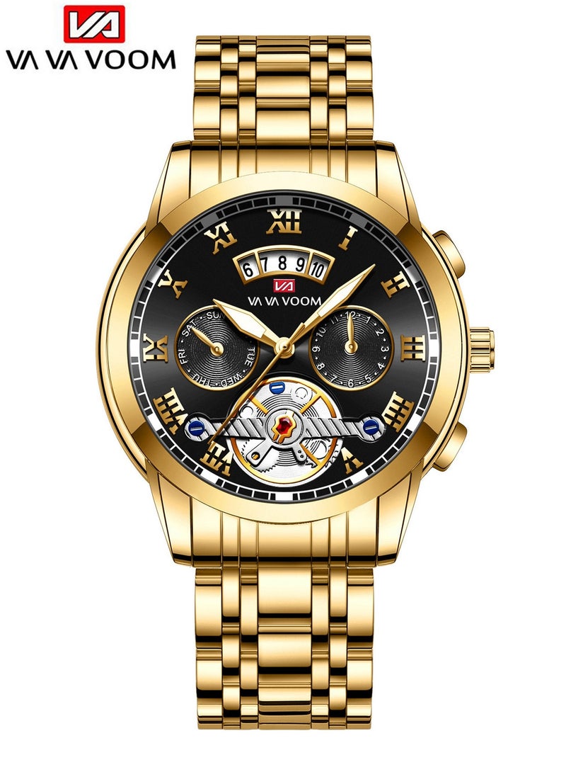 VA VA VOOM Men's 3-Dial Decorative Water Resistance Metal Analog Quartz Wrist Watch - Image 1