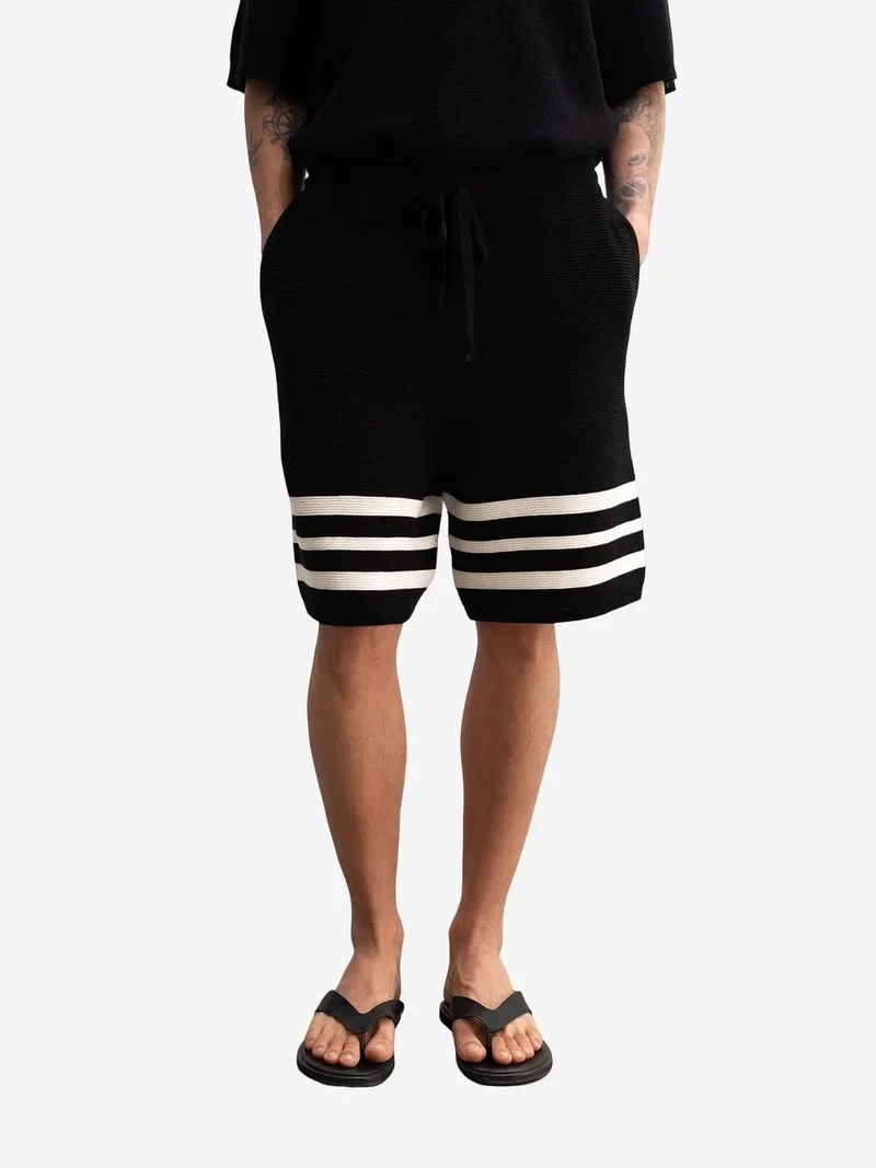 GIESTO Striped Knitwear Shorts with Drawstring Waist