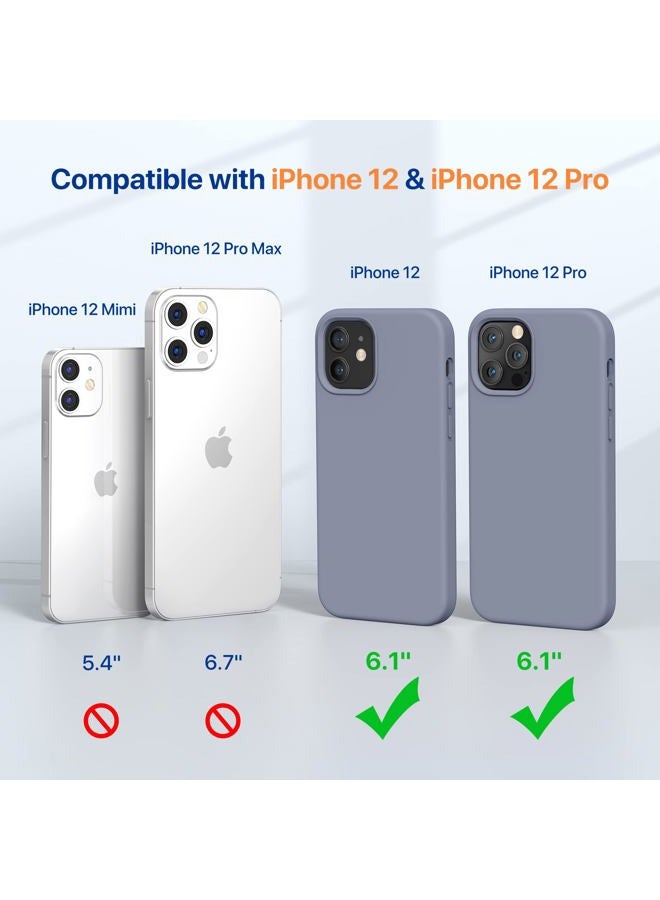 Miracase Compatible with iPhone 12 Phone Case and iPhone 12 Pro Phone Case 6.1 inch(2020),Liquid Silicone Gel Rubber Full Body Protection Shockproof Drop Protection Case(Lavender Gray) - Image 2