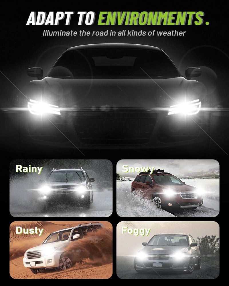 NOVSIGHT H4 Fog Lights Bulbs - 55000 Lumens,100000 Hours Lifespan,6500K Cool White Light,Efficent Cooling System, Pack of 2 - Image 3