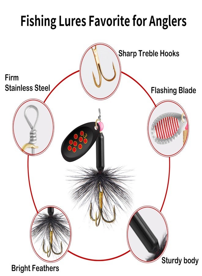 Jeoronuly 10PCS Rooster Tail Fishing Lures with Tackle Box, Spinner Bait with Flash Copper Body & Spoon, Freshwater and Saltwater Bait for Bass Crappie Walleye Trout, Swimming or Jigging - Image 3