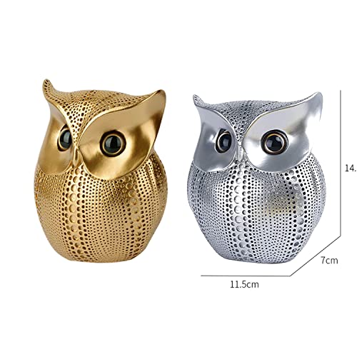 SRJANA Modern Classy Lucky Owl Combo Resin Art Figure Showpiece (Pack of 2, Golden and Silver) - Image 4