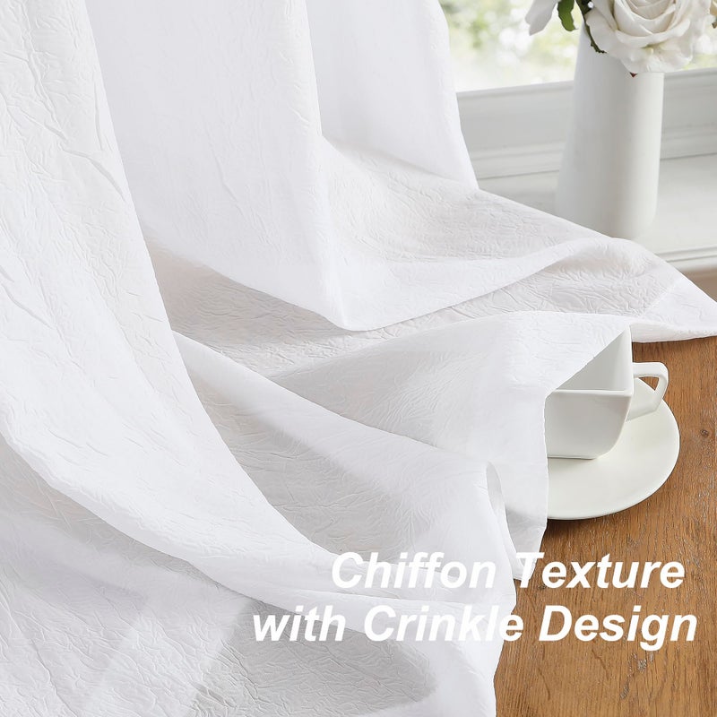 Purainbow White Chiffon Sheer Window Scarf Valance Curtains 18ft for Living Room Bedroom Decor, 216 Inch Long Chiffon Crinkle Soft Window Sheer Voile Valance for Holiday, Wedding Party Decor, 52"W, 1 Piece - Image 3