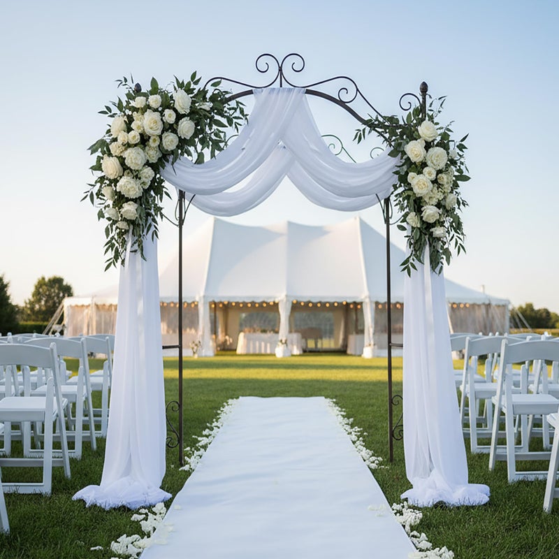 Purainbow White Chiffon Sheer Window Scarf Valance Curtains 18ft for Living Room Bedroom Decor, 216 Inch Long Chiffon Crinkle Soft Window Sheer Voile Valance for Holiday, Wedding Party Decor, 52"W, 1 Piece - Image 5