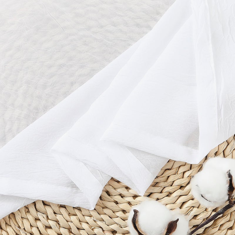 Purainbow White Chiffon Sheer Window Scarf Valance Curtains 18ft for Living Room Bedroom Decor, 216 Inch Long Chiffon Crinkle Soft Window Sheer Voile Valance for Holiday, Wedding Party Decor, 52"W, 1 Piece - Image 2