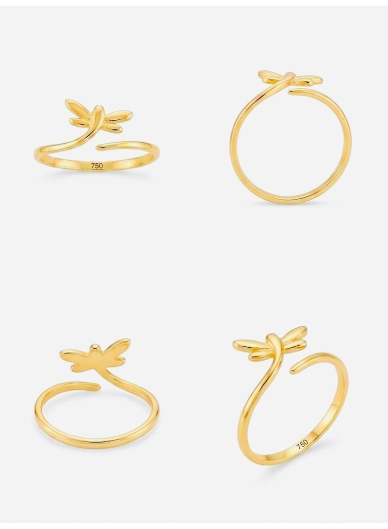 The Intermix Gems 18 Karat 750 Yellow Gold Delicate Dragonfly Motif Ring - Image 4