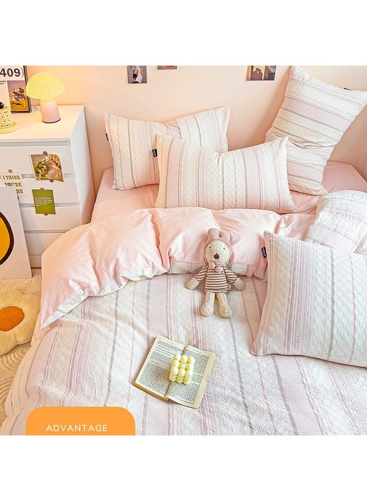 general Cotton Satin Duvet Cover Set Solid Color Striped Jacquard 4pcs Cotton 60S Soft Comforter Cover Bed Sheet Pillowcases Bedding Set - Image 3