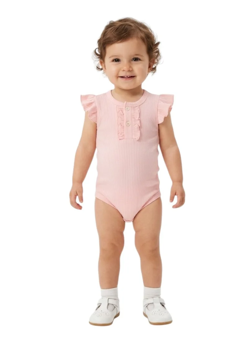 بامبيميسي Baby  Cotton Flower Bodysuit Short Sleeve  – 3-Piece Newborn Outfit