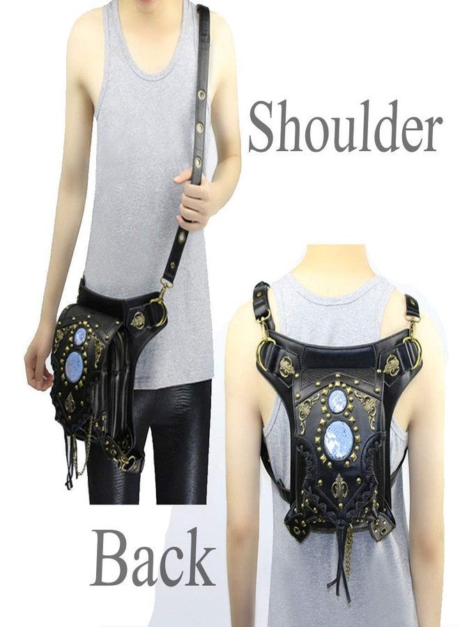Valentoria Steampunk Waist Bag Fanny Pack Fashion Gothic Leather Shoulder Crossbody Messenger Bags Thigh Leg Hip Holster Purse Travel Pouch Hiking Sport Chain Bags for Women Men (punkwbag C) - Image 5
