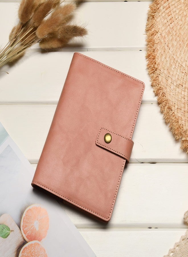 Wonderpool Leather Diary Refillable Notebook Spiral Journal Binder Portfolio - Dot Grid Paper & Inner Pockets for Travel Work and Personal Organizer (Pink, A5) - Image 2
