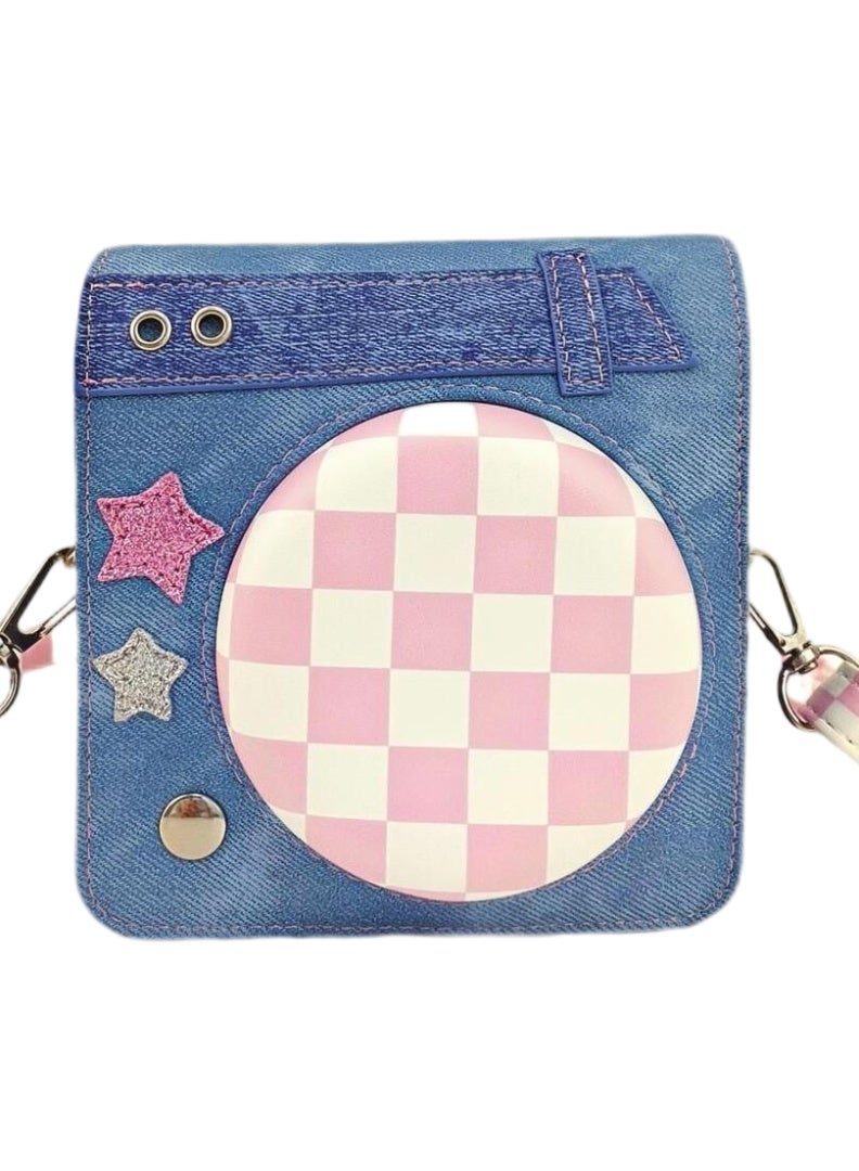 Fujifilm Instax Mini 12/11/40 Instant Camera Protective Case, Adorable Portable Camera Bag with Photo Pocket and Adjustable Shoulder Strap (Denim Edition) - Image 2