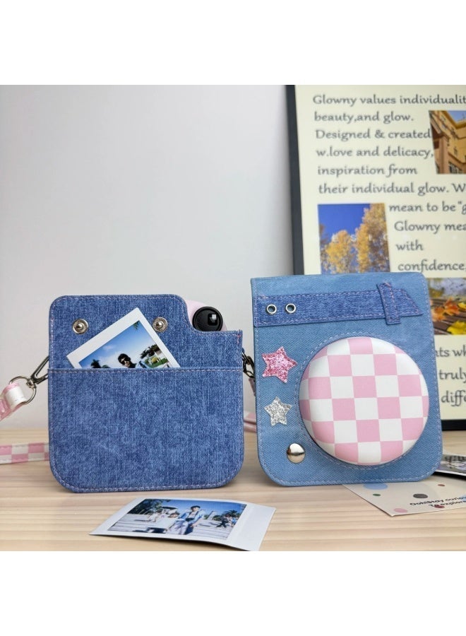 Fujifilm Instax Mini 12/11/40 Instant Camera Protective Case, Adorable Portable Camera Bag with Photo Pocket and Adjustable Shoulder Strap (Denim Edition) - Image 4