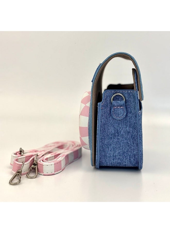 Fujifilm Instax Mini 12/11/40 Instant Camera Protective Case, Adorable Portable Camera Bag with Photo Pocket and Adjustable Shoulder Strap (Denim Edition) - Image 5