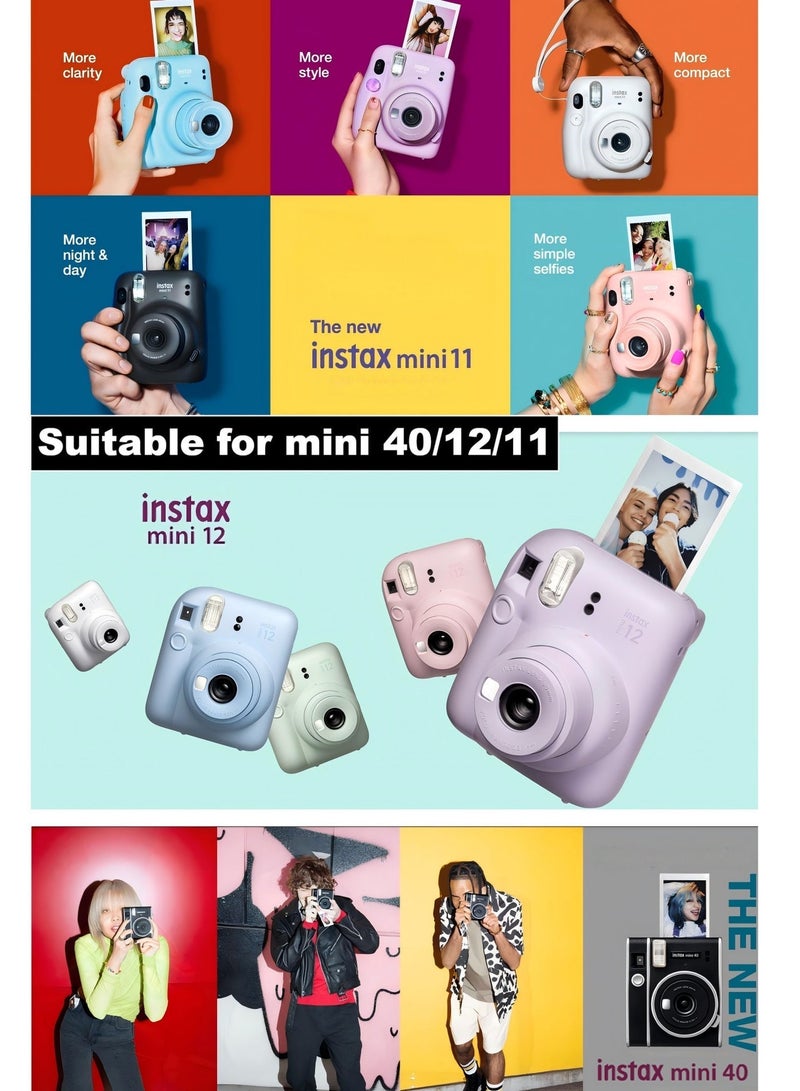 Fujifilm Instax Mini 12/11/40 Instant Camera Protective Case, Adorable Portable Camera Bag with Photo Pocket and Adjustable Shoulder Strap (Denim Edition) - Image 3