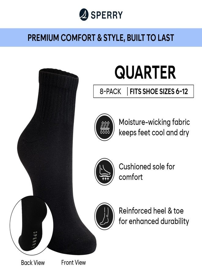 Sperry Men's 8-Pack Comfort Cushion Quarter Socks, White Heather, 6-12 - Image 4