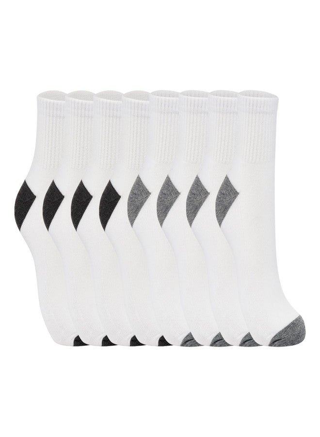Sperry Men's 8-Pack Comfort Cushion Quarter Socks, White Heather, 6-12 - Image 3