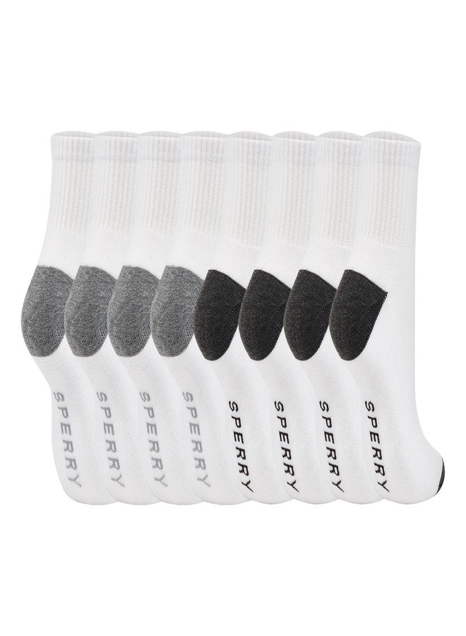 Sperry Men's 8-Pack Comfort Cushion Quarter Socks, White Heather, 6-12 - Image 1