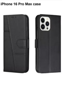Best Choice Products iPhone 16 Pro Max Case,Premium iPhone 16 Pro Max Leather Wallet Cover with Card Holder Kickstand Magnetic Closure Flip Folio Phone Cover for iPhone 16 Pro Max,Black  - Image 1