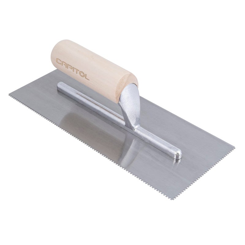 Capitol 115110 Professional Flooring Adhesive Trowel-1/16â€ x 1/16â€ x 1/16â€ Square-Notch, Silver/Light Wood - Image 1