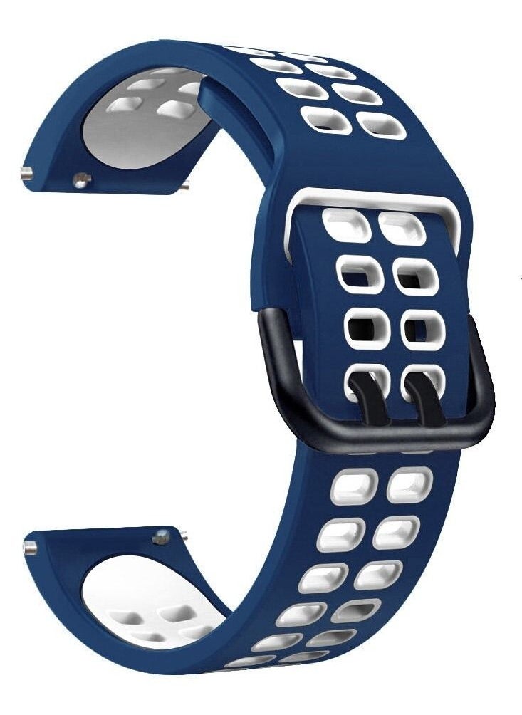 Generic Sillicone Strap Compatible for Samsung Galaxy Watch 4 40MM,42MM,44MM,46MM/ Watch 4 Classsic Smart Watch Strap-Blue/White  - Image 2