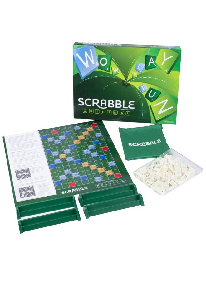 Mattel Games Early Childhood Education Scrabble Original English Board Game Travel Tabletop Puzzle Set English Spelling and Word Game  - Image 1