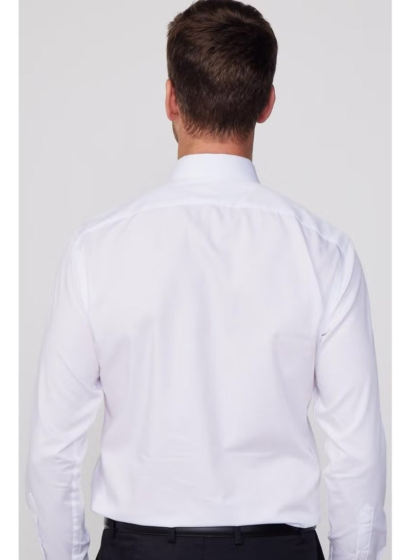 Tudors Men's Slim Fit Non-Iron 100% Cotton White Shirt - Image 5