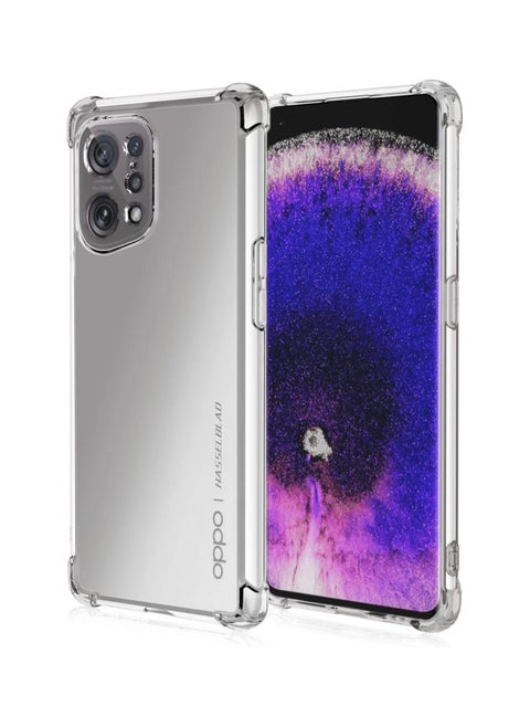 For Oppo Find X5 Shockproof Silicone Back Defender Cover , Defender Corners and Semi Transparent Back Compatible With Oppo Find X5 (6.55'') (Clear)