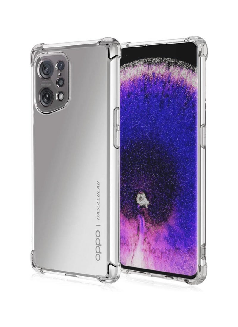 Generic - For Oppo Find X5 Shockproof Silicone Back Defender Cover , Defender Corners and Semi Transparent Back Compatible With Oppo Find X5 (6.55'') (Clear) - Image 1