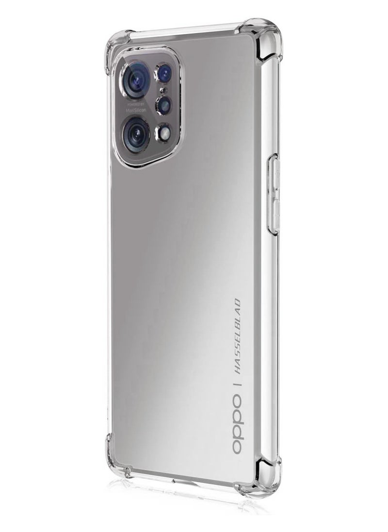 Generic - For Oppo Find X5 Shockproof Silicone Back Defender Cover , Defender Corners and Semi Transparent Back Compatible With Oppo Find X5 (6.55'') (Clear) - Image 1