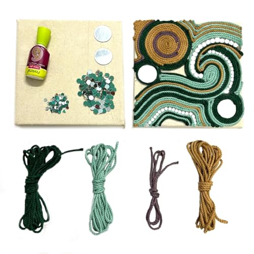 The brown Box-DIY Texture Art Kit for Kids & Adults | String Thread Art kit | 7x7 Inch Canvas Board with Macramé Cords, Mirrors, Fabric Glue & Design Template | Modern Rope Art for Home Decor | Gift for Girls & Teens - Image 1