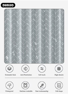 DUNISO PEVA Shower Curtain Non Perforated  Waterproof, Anti Mold Curtain For Bathroom With Hooks 180CM*180CM ,Grey Grid Printed  - Image 2