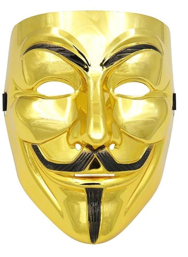 ASBK Multi Color Plastic Cyberpunk Hacker Halloween Christmas and Event Theme party/Cosplay Mask (Pack of 2 GOlden) - Image 2