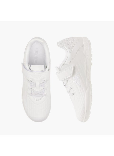 Boys' Logo Embossed Football Shoes with Hook and Loop Closure