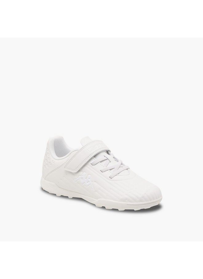 Boys' Logo Embossed Football Shoes with Hook and Loop Closure
