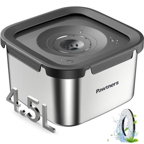 Pawtners Dog Water Bowl No Spill, 152oz/4.5L Stainless Steel Dog Floating Bowl, Slow Water Bowl for Dog with Filter, Non-Slip Base, No Splash Water Bowl for Medium Large Messy Drinkers Grey - Image 1
