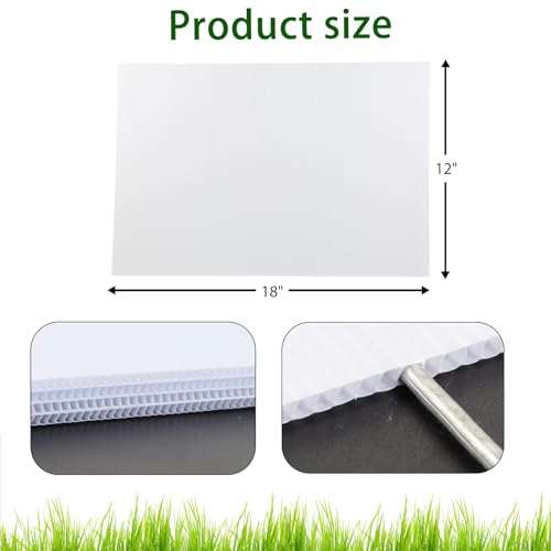 ONEXIZ 11 Pcs 18 x 12 Inches Corrugated Plastic Sign Waterproof Blank Board Sheets White Double Sided Poster Board for Yard, Garage Sale, Rent, Birthday Party, Guidepost Decorations - Image 2